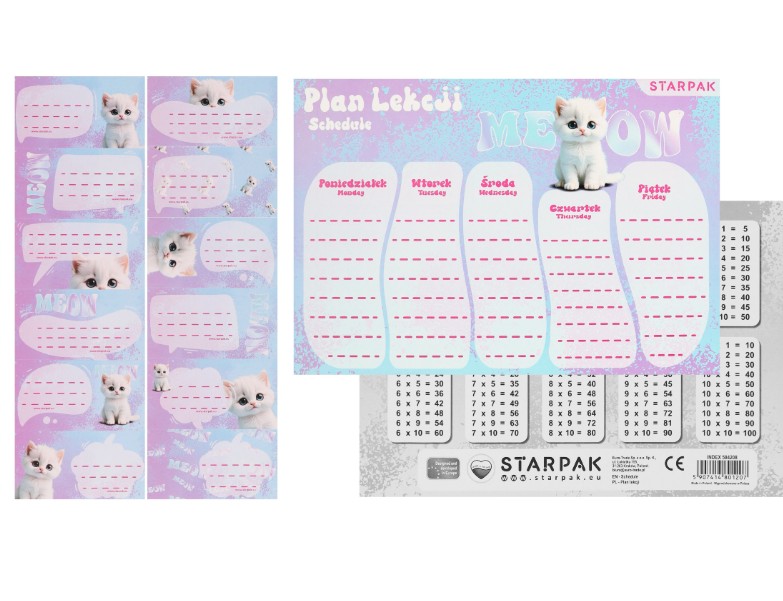 Plan lekcji A5 + naklejki na zeszyt Cuties 591753 Starpak